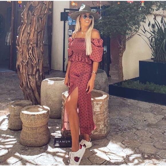 ZARA Co-Ord Polka Dot Puff Sleeve Top & Midi Skirt Set NWT ❤️ - Picture 9 of 16